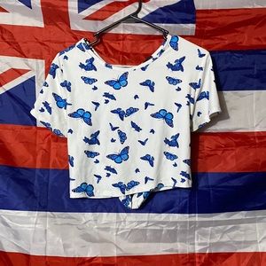 butterfly crop top with open back